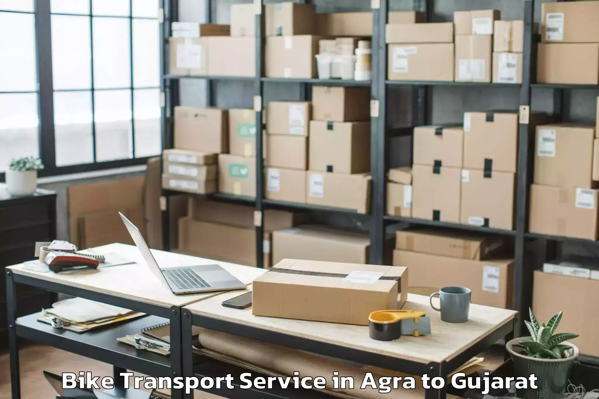 Affordable Agra to Kandla Port Bike Transport